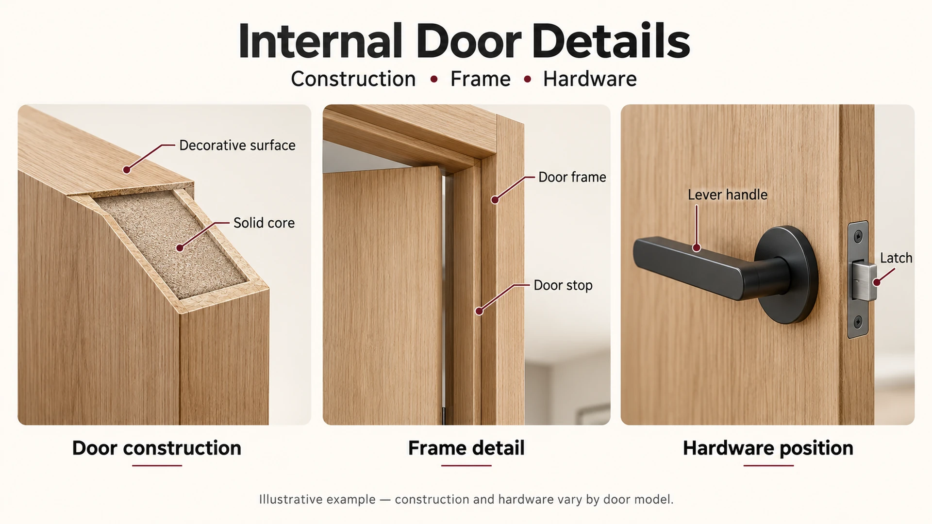 cross-section of an internal door and frame